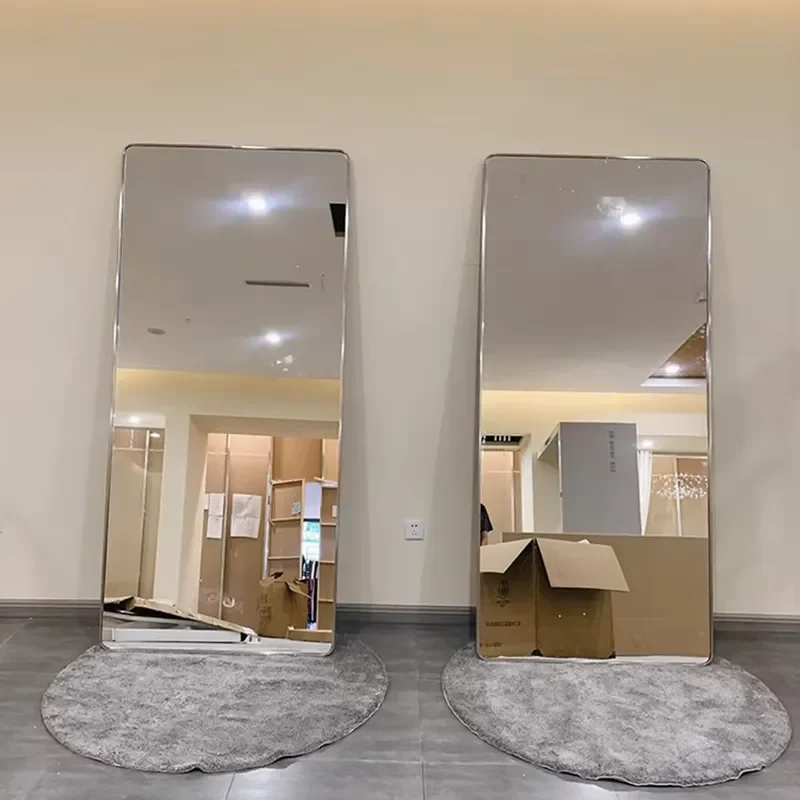 Modern Handmade Frameless Foldable Floor to Ceiling Mirror Full Size Copper Free Tempered Glass Rectangular Home Decorative