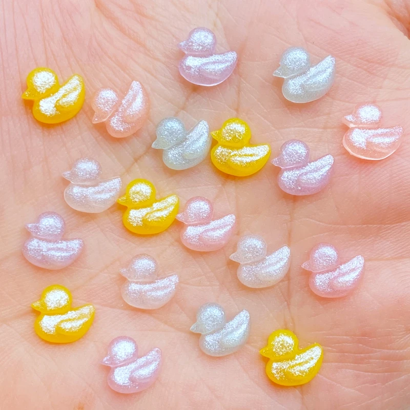 100Pcs New Cute 8mm Resin Mini Pearl Powder Duckling Flat Back Cabochon Scrapbook Kawaii DIY Embellishments Accessories