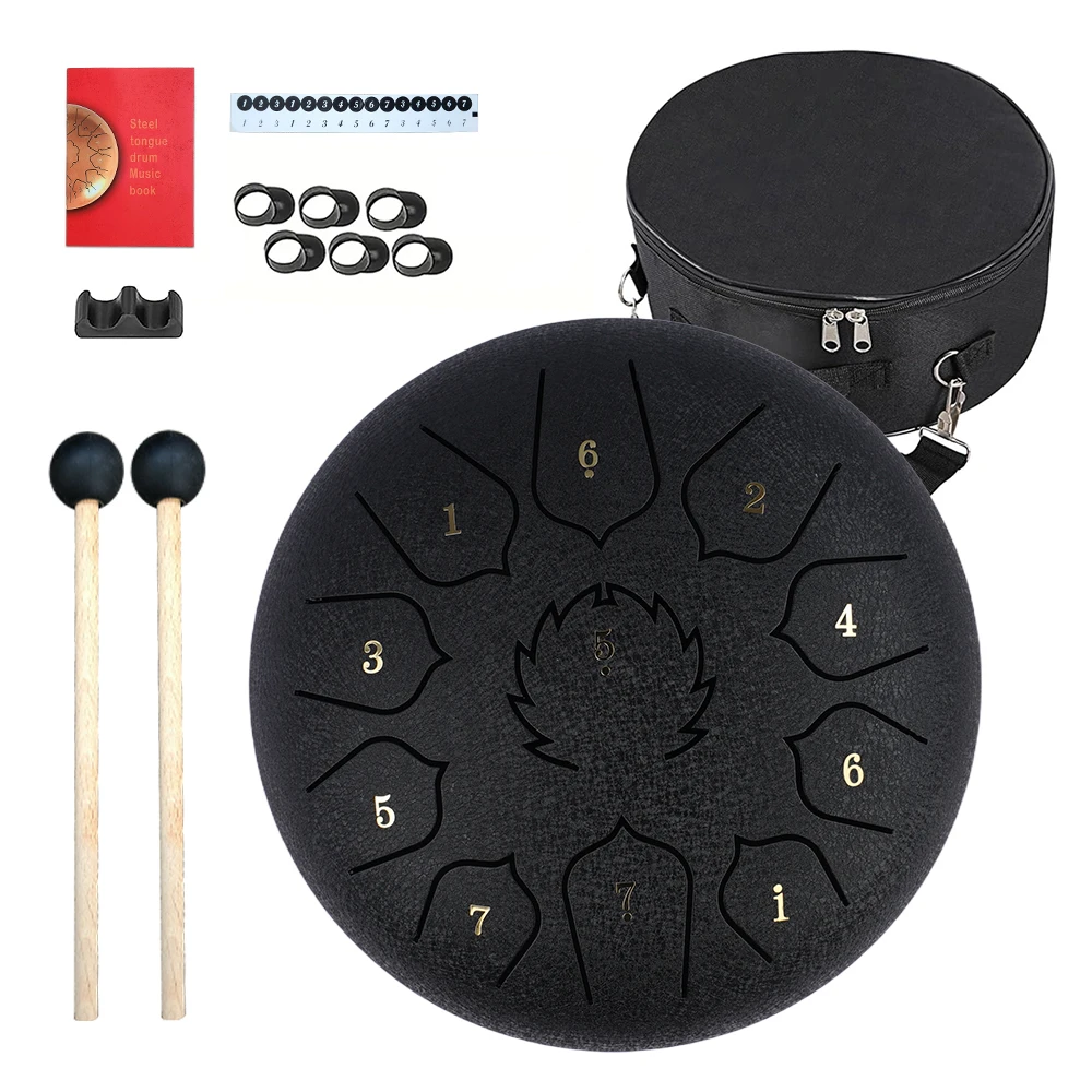 8 Zoll 11-Note Steel Tongue Drum Rain Drum Sound Healing Instrument Kit Yoga/Medical/Outdoor/Angst Relief Tool – Detail 7