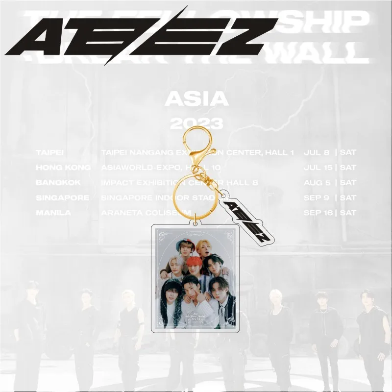 10CM KPOP ATEEZ Break The Wall World Tour Photo Print Acrylic Keychains San Mingi Wooyoung Keyring Pendant Bag Decor Fans Gifts