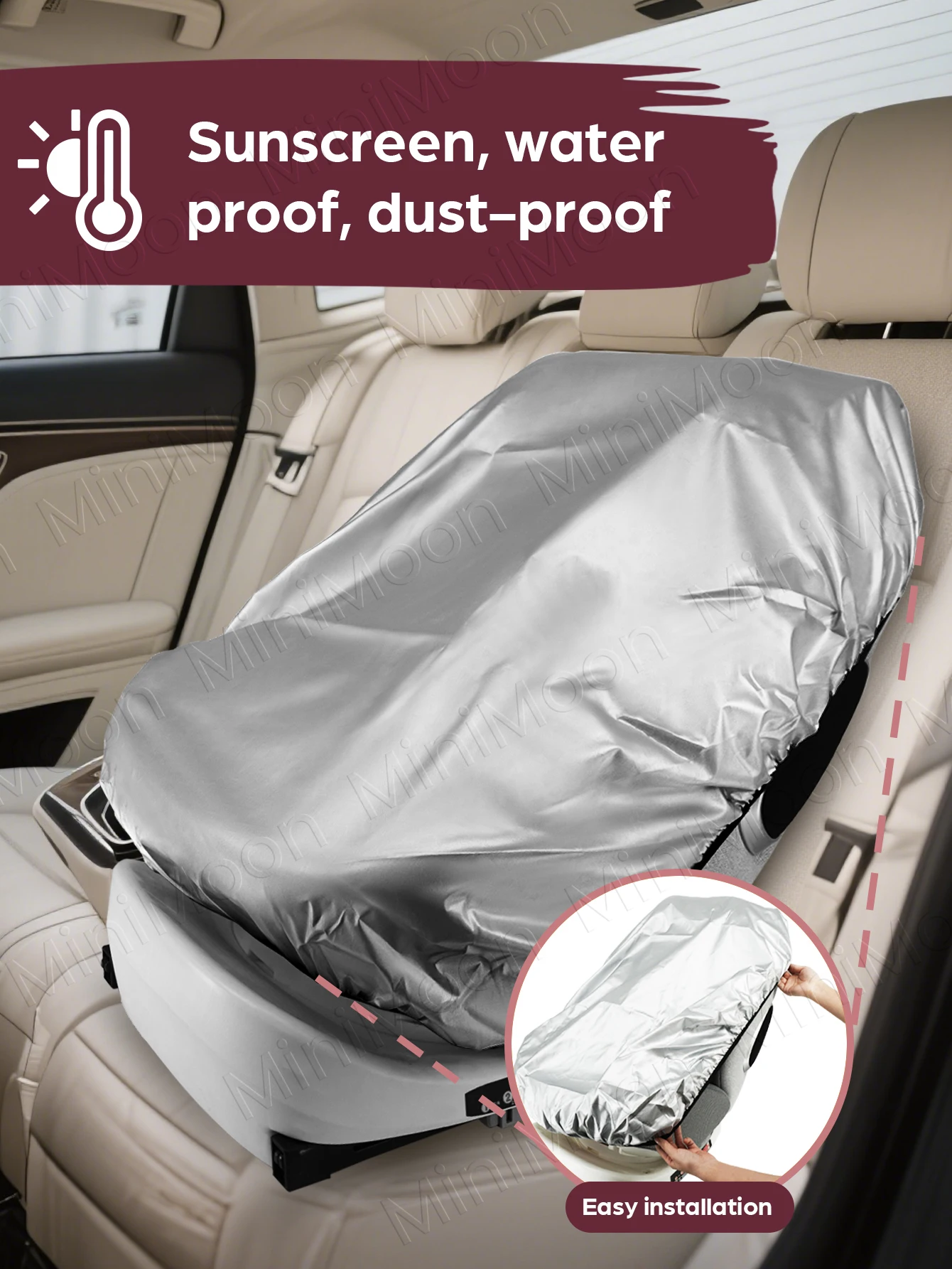 Universal Baby Car Seat Sun Shade Cover, Blocks UV Rays & Reduces Heat for Sun Protection