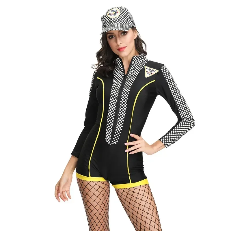 Halloween Cosplay Racer Uniform Sexy Super Auto Racer Coureur Kostuum Vrouwen Super Racer Auto Meisje Jumpsuit Coureur Kostuum