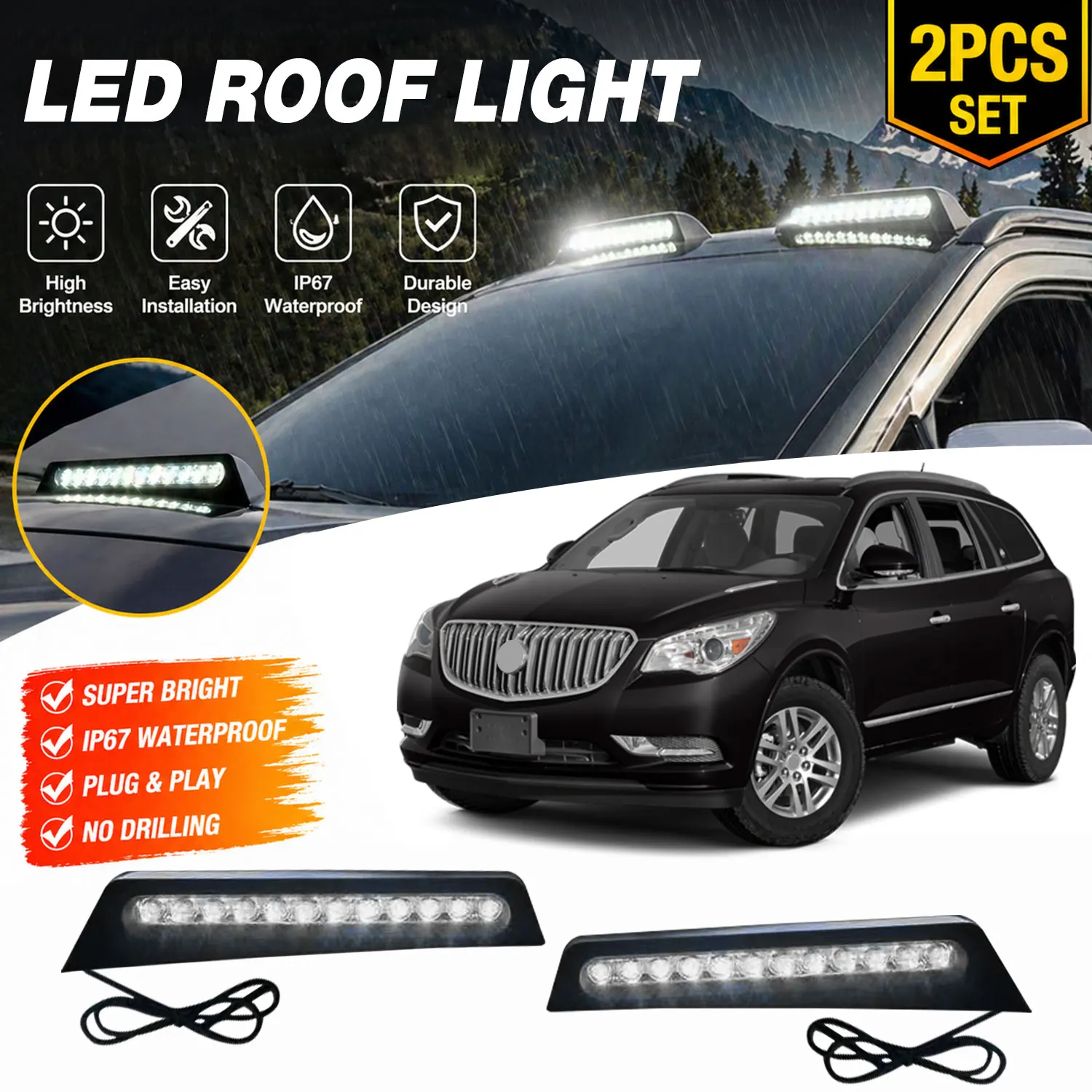 

Top Roof LED Light Cap with DRL Fits For 2008-2026 Buick Enclave Roof Lamp