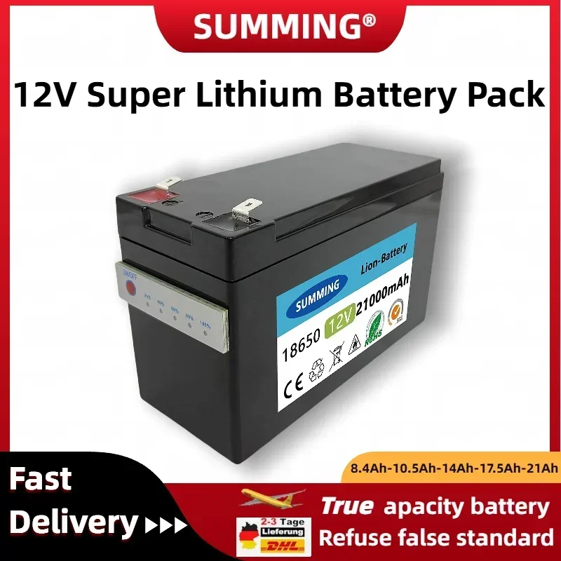 SUMMING 2025 new 12V21000mAh 3S6P/3S7P battery pack 18650 rechargeable lithium-ion battery + 12.6V - 3A charger