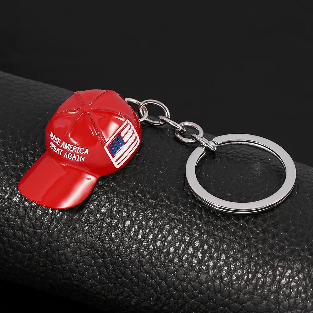 Hot Sale Creative Trump Red Baseball Cap Keychain Cute Make America Great Again Bag Pendant Hip-hop Hip-hop Bag Pendant Gift