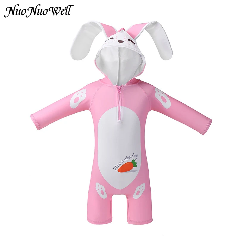 

Swimsuit For Girls 1T to 5T Toddler Infant Cute Rabbit Shap Long Sleeve Swimwear Children Beachwear Bathsuit Summer Beachwear