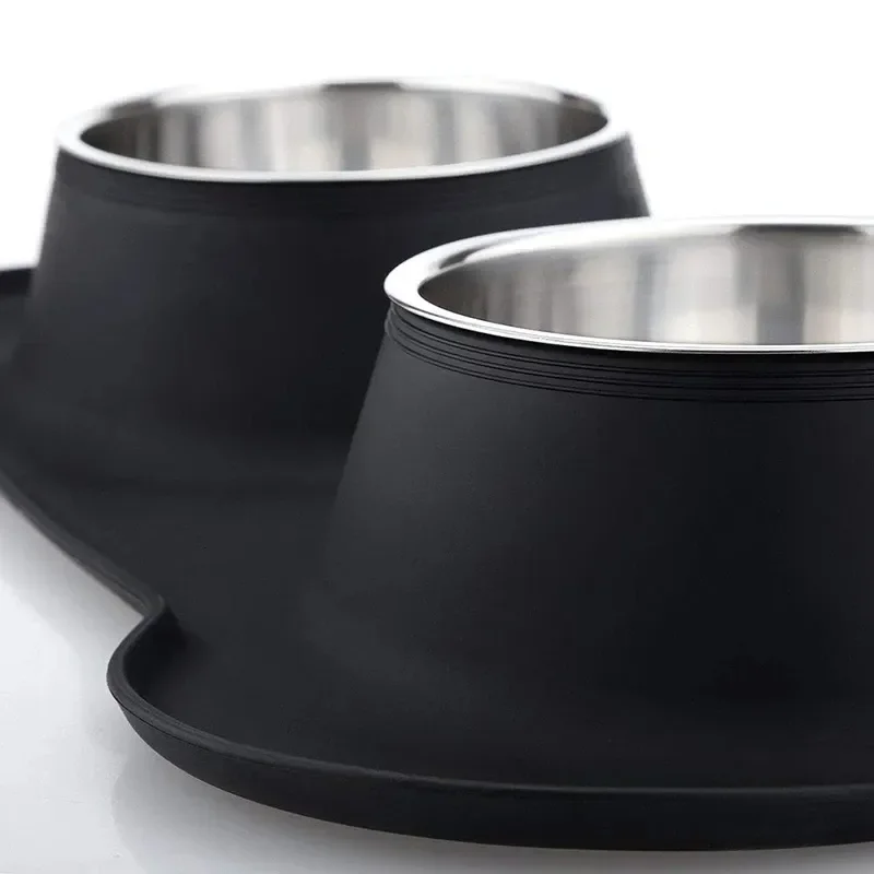 Antislip Double Dog Bowl with Silicone Mat Durable Stainless Steel Water Food Feeder Water Bottle Dog Water Bottle Pet Supplies