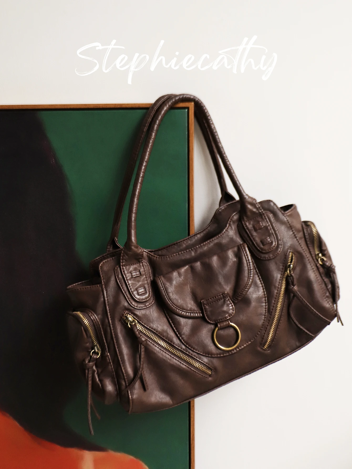 

SC женская сумка через плечо в стиле ретро, крутая сумка в консервативном стиле из мытой искусственной кожи с несколькими карманами, большая сумка-тоут, повседневная повседневная дорожная сумка