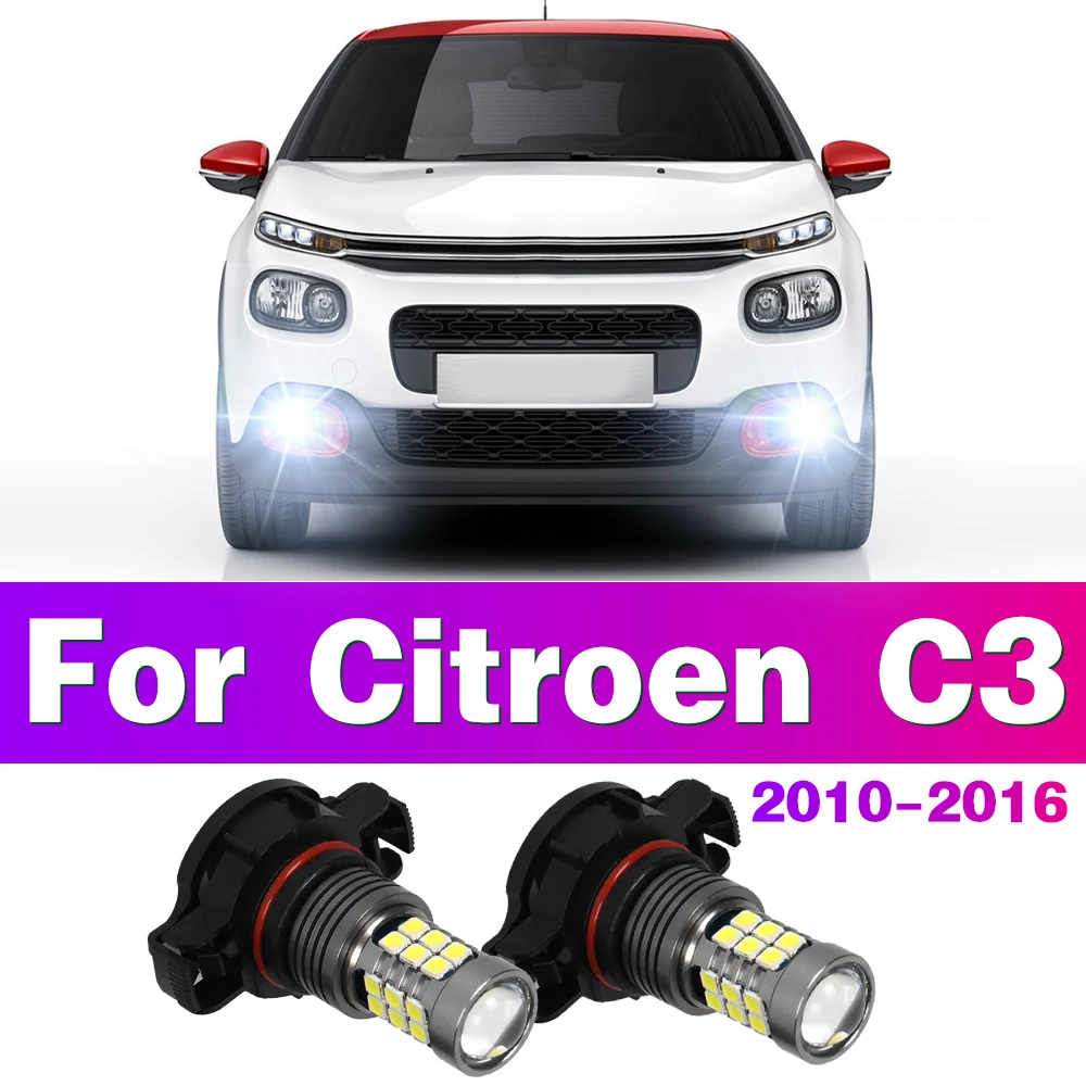 2PCS LED Car Front Fog Light Lamps 2504 PSX24W 12276 Bulbs For Citroen C3 2010 2011 2012 2013 2014 2015 2016 Auto Accessory