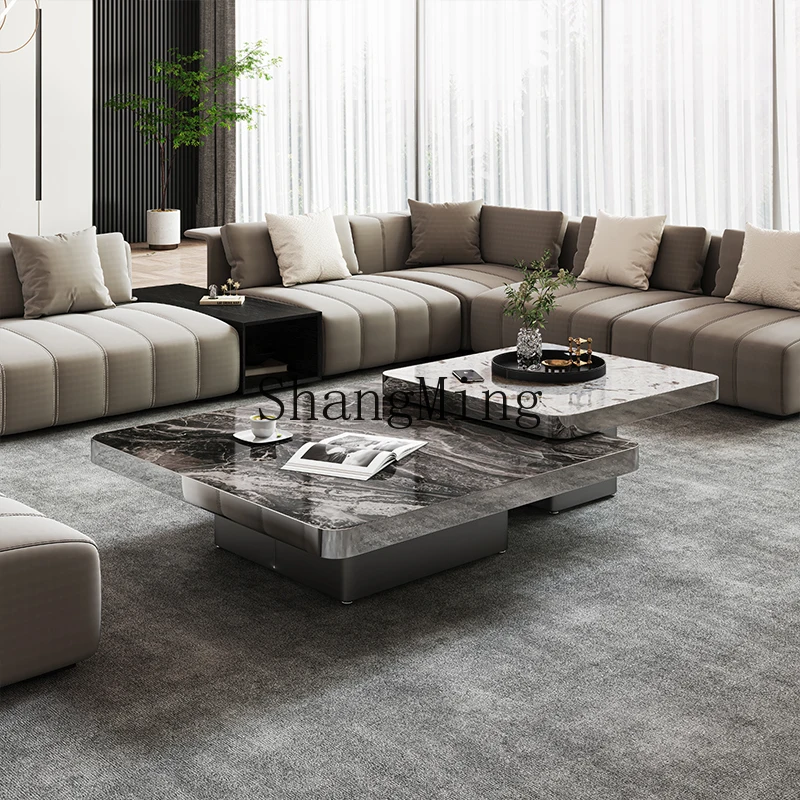 LXY woonkamer huishouden moderne marmeren microkristallijne steen minimalistische stenen salontafel opbergruimte