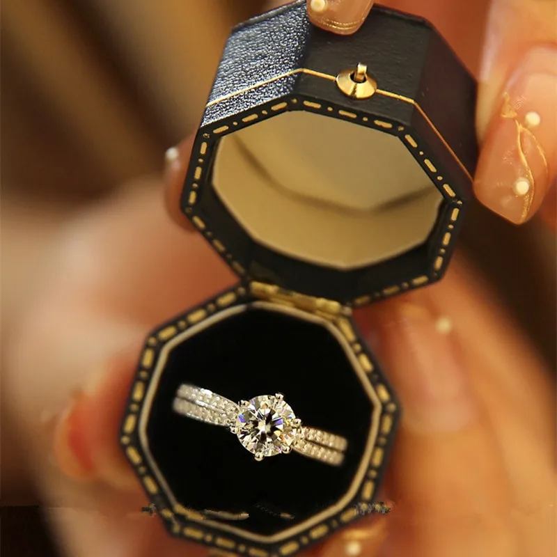 CC Ring Wedding Jewelry 1 Carat Diamant Zirconia Stone Silver Color Fashion Accessories Engagement Rings For Women CC1577