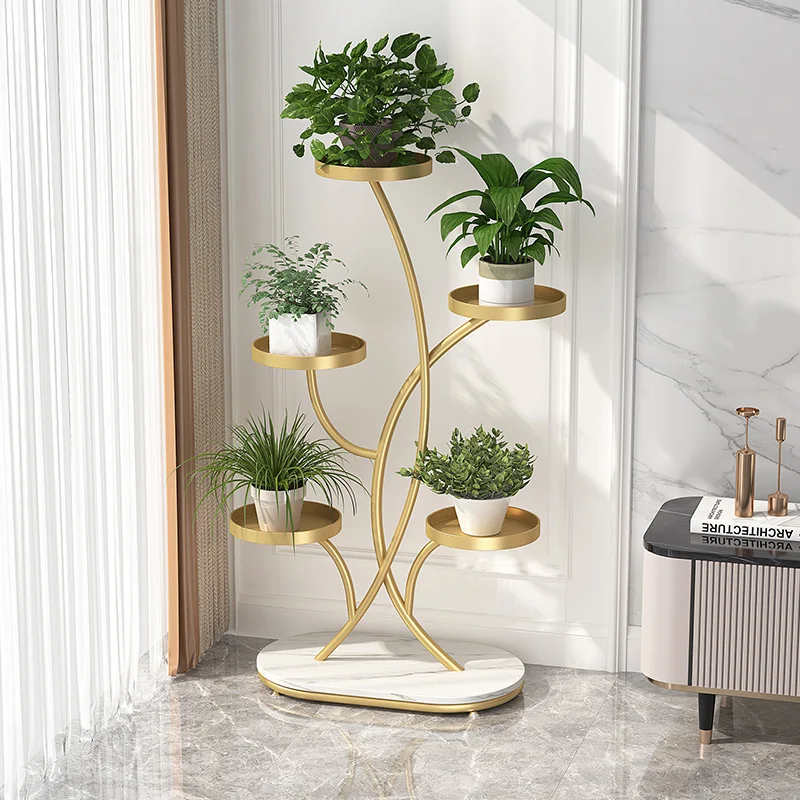 rm-New Luxury Iron Flower Stand for Living Room Indoor Balcony Multi-Purpose Plant Display Shelf Succulent Holder Plant Shelves-