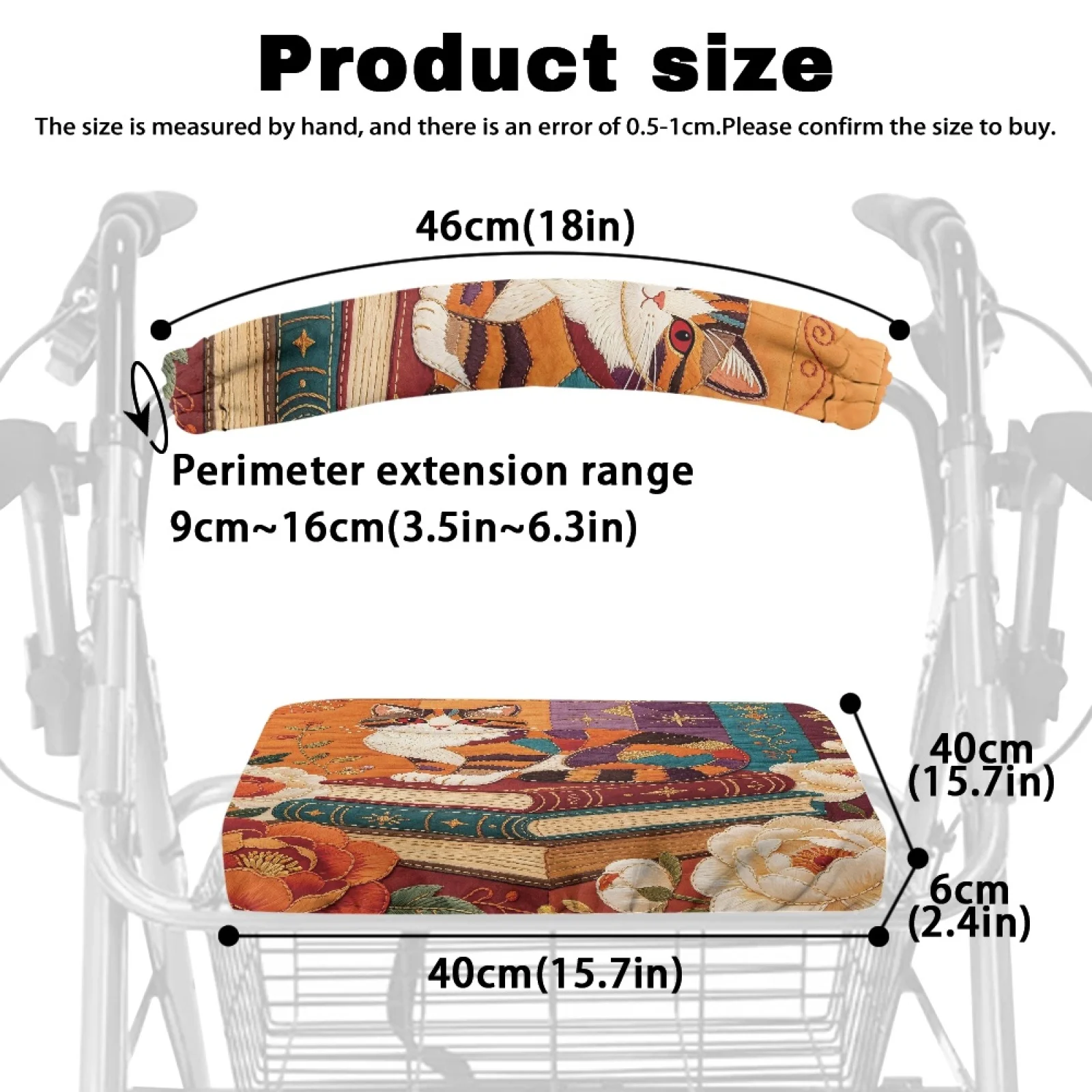 Coloranimal Patchwork Cat Print 2 Pcs Walker Seat Covers Seat & Back Covers for Elder Home view 6