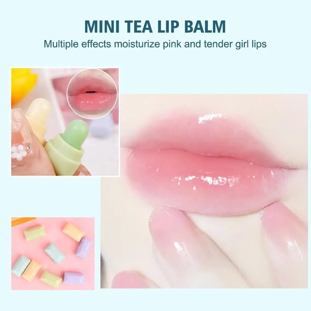 2pcs Portable Mini Tea Lip Balm Moisturizing Nourishing Hydrating Anti-Drying Lip Exfoliating Lip Balm Daily Care Lip Care