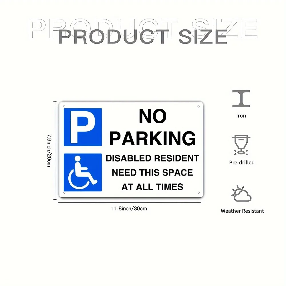 CIFBUY Retro Disabled Parking No Parking Aluminum Wall Art Waterproof Durable Metal Sign for Driveway Home Office Garage Decor