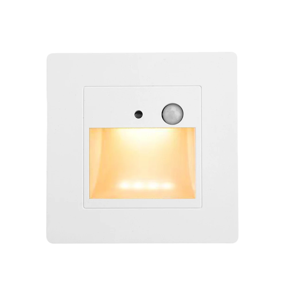 86x86mm PIR Motion Detector Sensor Led Stair Light Round Square 2w Wall Corner Lamp Step Stairway Intelligent Night Lighting