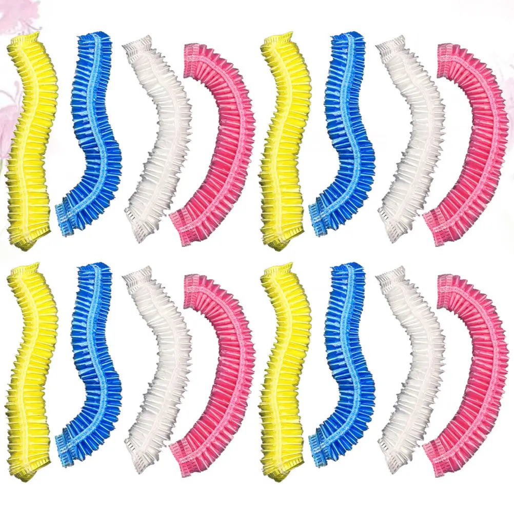 

400 шт. водонепроницаемых одноразовых шапочек для душа, защитные колпаки для волос для женщин, для ежедневного использования, разноцветные, для салонов и дома