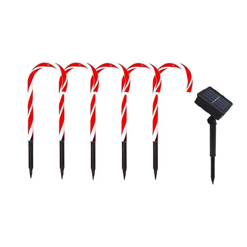 Led Christmas Candy Cane Lights Solar Ground Inserted Cane Lights String Party Outdoor Garden Patio Lawn Decorative Lights