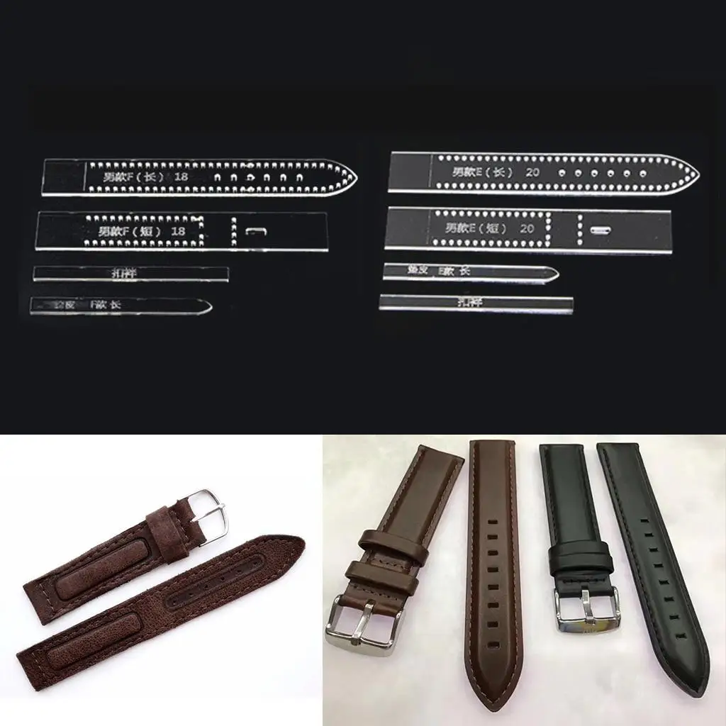 4pcs/Set 18mm/20mm DIY Leather Craft Acrylic Watch Strap Band Stencils Templates