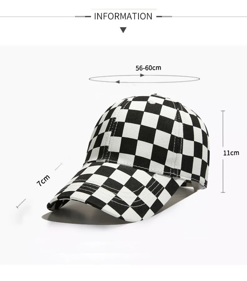 New men and women universal spring and autumn baseball cap checkerboard plaid baseball cap street leisure duck tongue cap