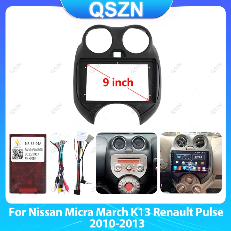 QSZN For Nissan Micra March K13 Renault Pulse 2010-2013 9inch car radio android fascia multimedia video Audio stereo panel frame