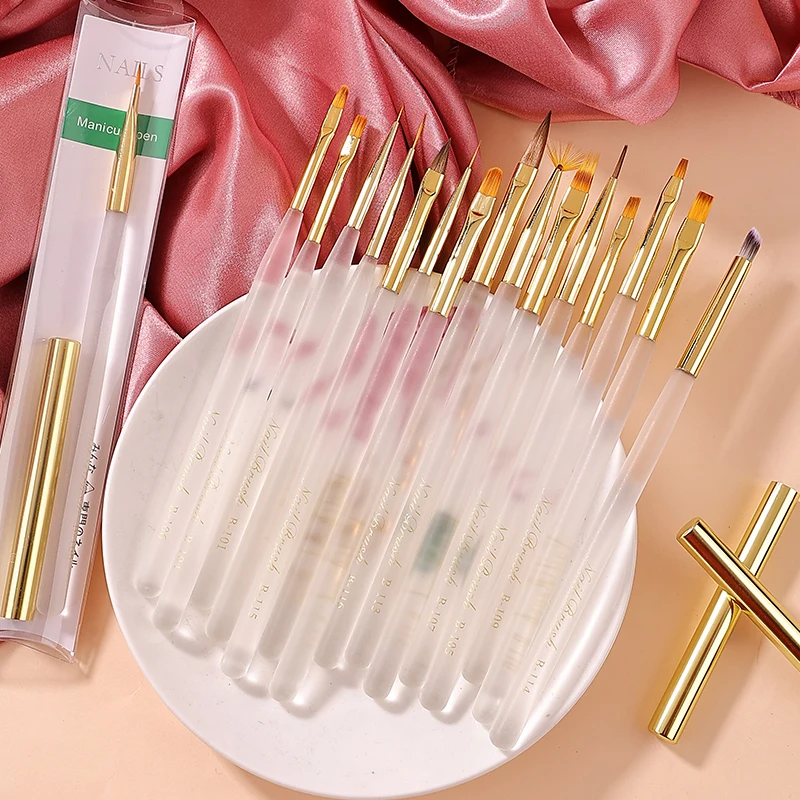 Sweet-Z Beauty 16 ชิ้นชุดแปรงเล็บเครื่องมือแปรงอะคริลิค Barrel จิตรกรรมชุด Liner ยืดหยุ่น Nib One จังหวะ Shaping แปรงวาด