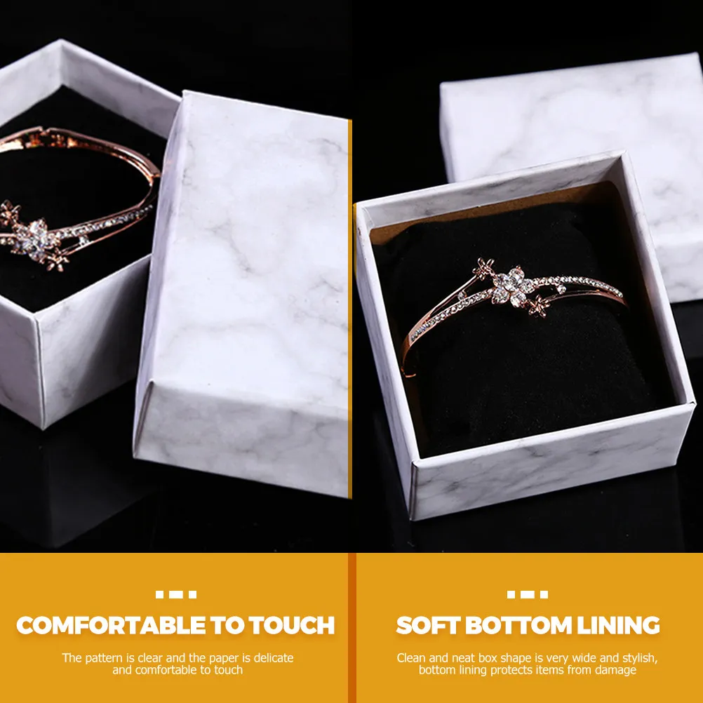 

12Pcs Jewelry Box Cardboard Marble Pattern Organizer Store Display Necklace Bracelet Earrings Gift Packaging Bulk