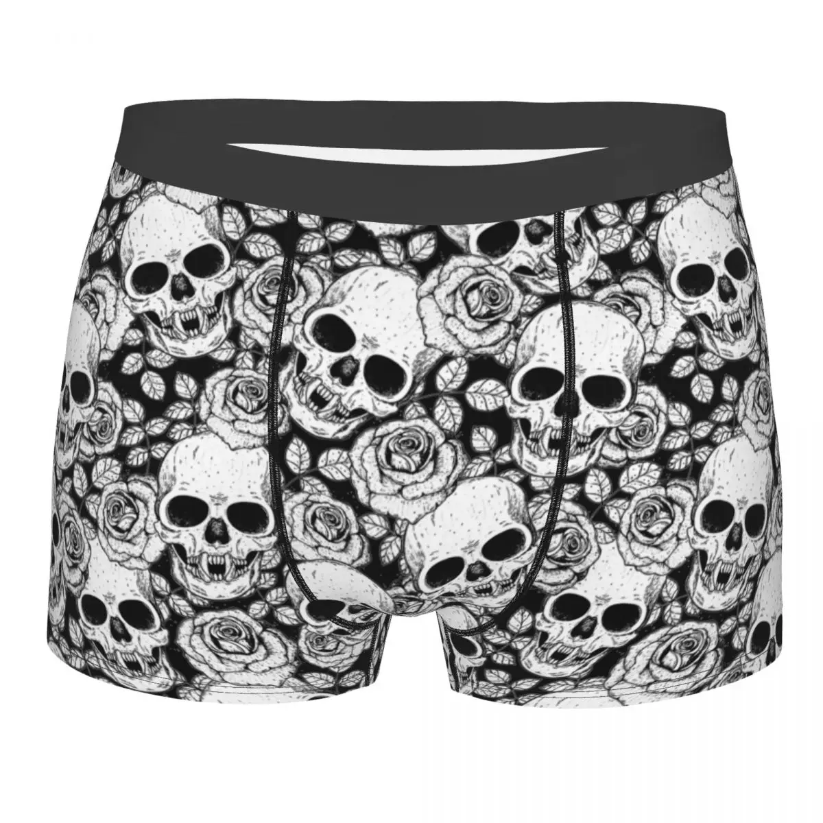 Custom Fashion Horror Skeleton Gothic Death Skull Boxers Shorts Panties Male Underpants Stretch Briefs Underwear