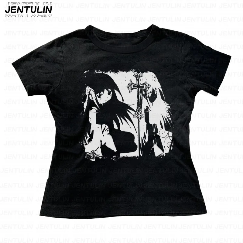 

Эстетические готические панк-аниме графический принт детские футболки летние Harajuku без рукавов тонкие майки эмо для девочек укороченные топы 2000-х годов Y2k одежда