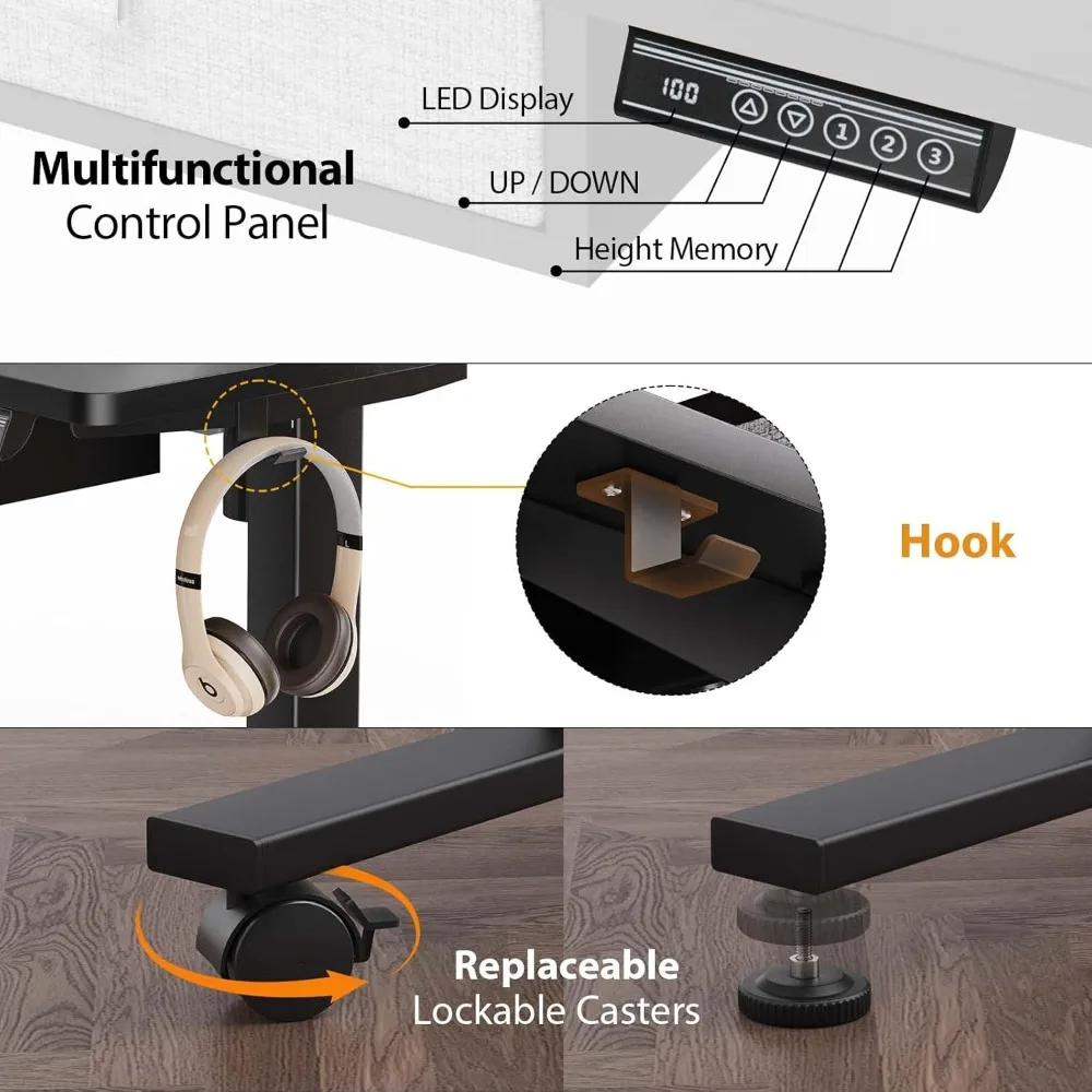 مكتب قائم كهربائي مع 5 أدراج، ارتفاع 55 × 24 بوصة قابل للتعديل للجلوس مع دعم تخزين 290 رطل مريح #4