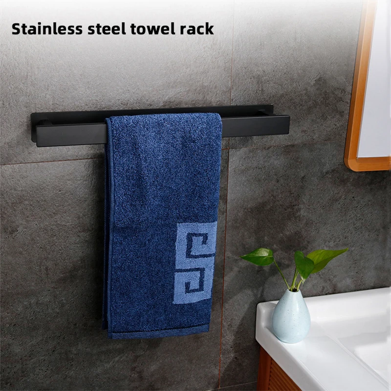 

Towel Racks Bathroom Accessories Wall Towel Holders Black Bathroom Bars Stainless Steel Rails Kitchen Storage Organizing Shelves