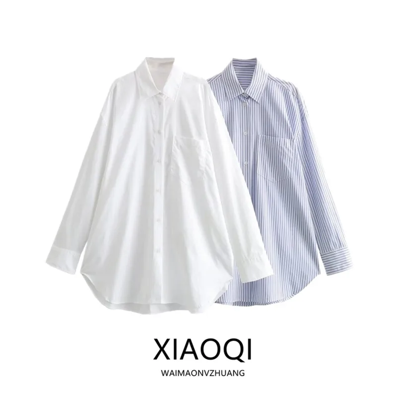 

Spring 2024 Women's Faion Casual Sle Long Sve Loose Fit irt Versatile Outerwear New Arrival Ele Personali