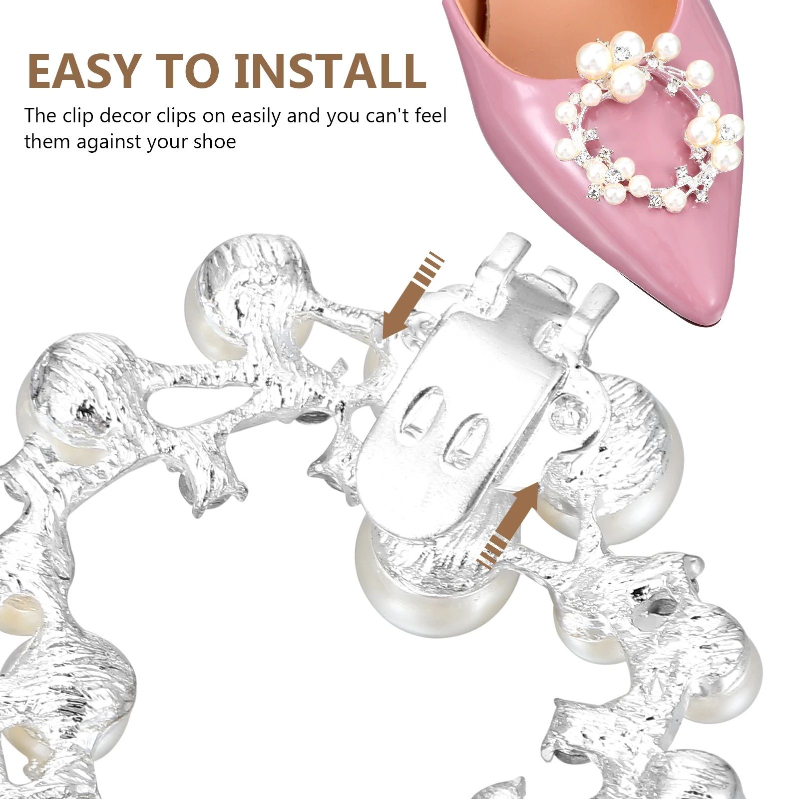 

1Pair Silver Pearl Shoe Clips Decorative Buckle Shoe Jewelry Charms for Wedding Heels Flats Sandals Accessories