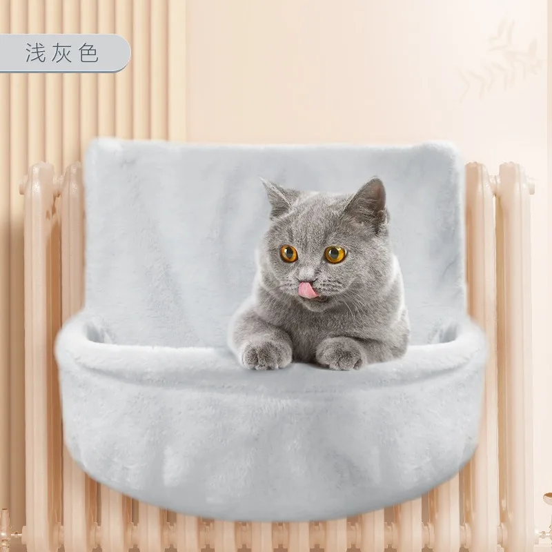 Cat Hammock Versatile Hanging L S Round Shaped Breathable Easy Storage Pet Bed Bedside Window Cabinet Use Mesh Plush Beige Gray - view 5