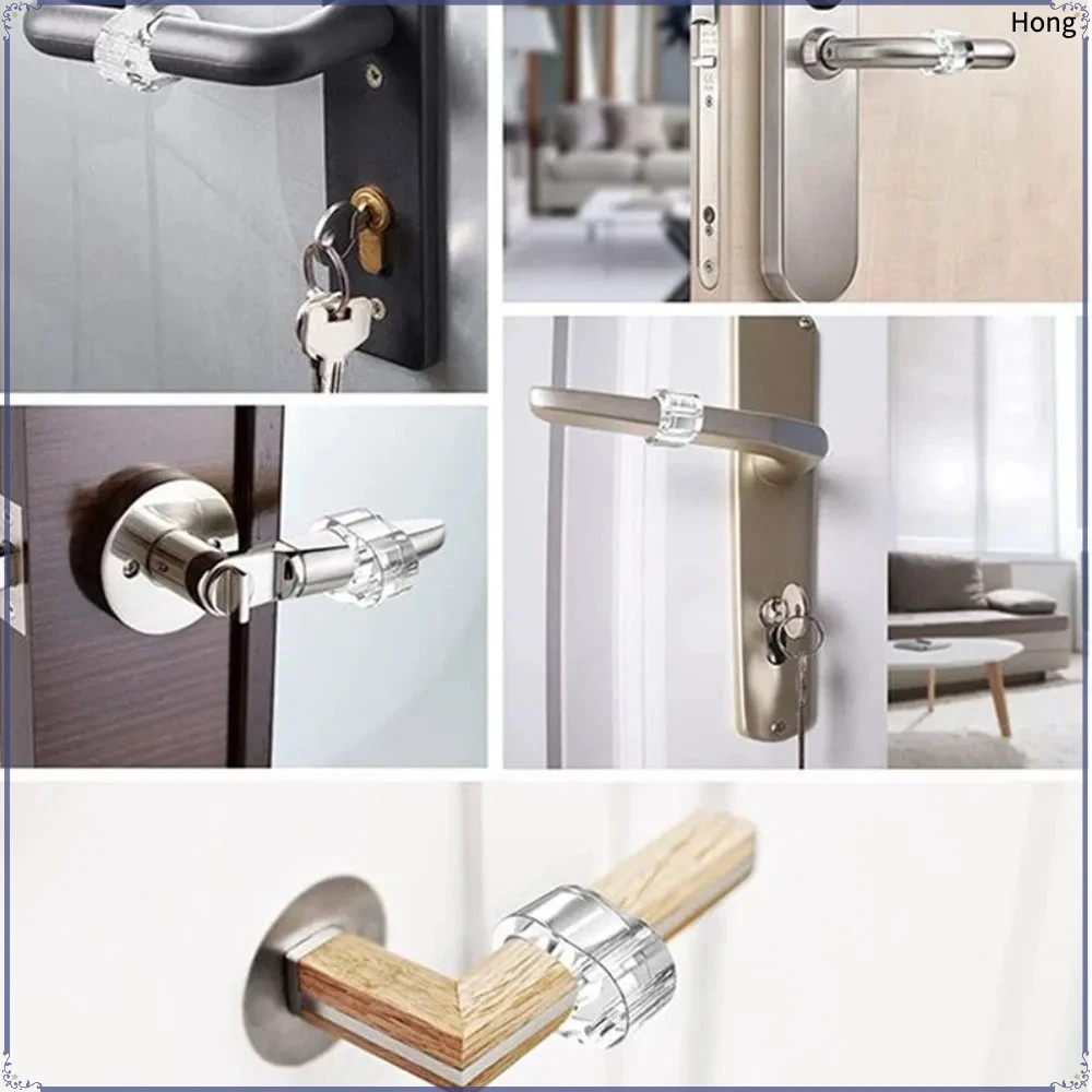 1pc Multi-Compartment PVC Door Handle Bumper Clear Silicone Door Stopper Anti-collision No Drill Windproof Door Stop Home Office