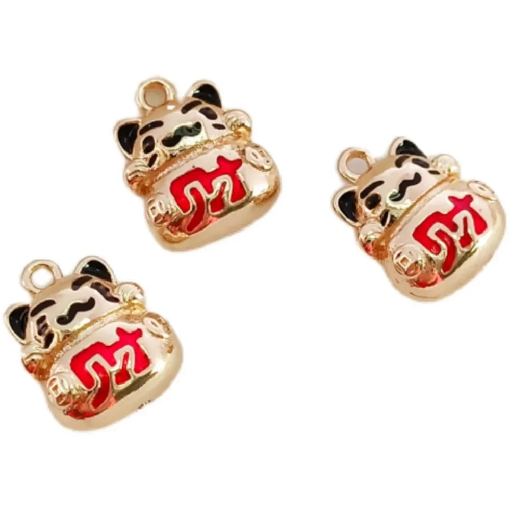14K مطلية بالذهب الصلبة النفط يقطر Maneki Neko قلادة سوار قلادة قلادة ، DIY بها بنفسك اليدوية مجوهرات الإكسسوارات المواد