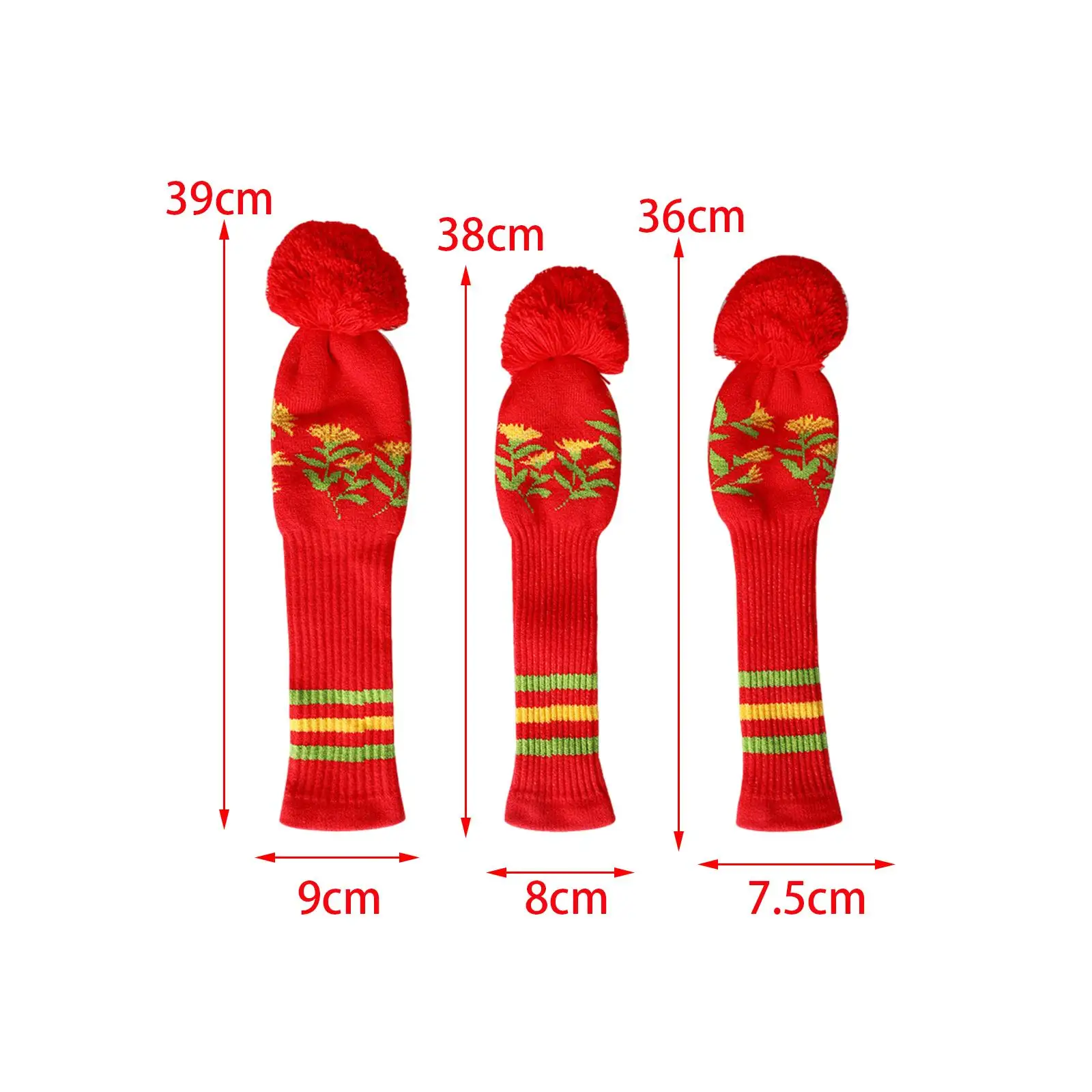 3Pcs Knitted Golf Club Head Covers Golf Training Supplies Golf Head Cover Set