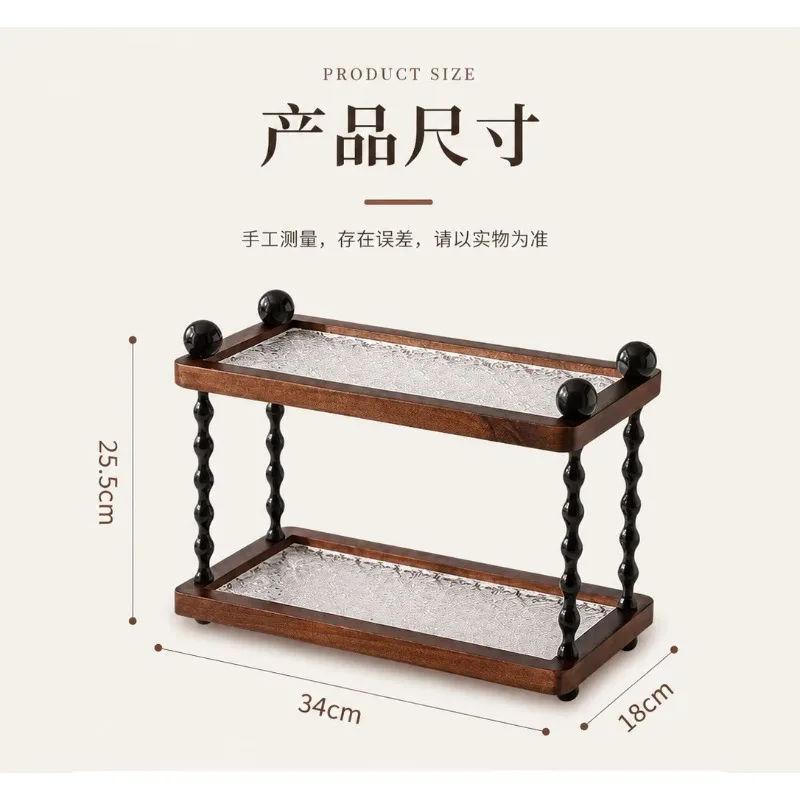 Medieval Double-layer Shelf, Retro High-end Water Cup Holder, Bedroom Countertop, Cosmetics Placement, Storage Rack