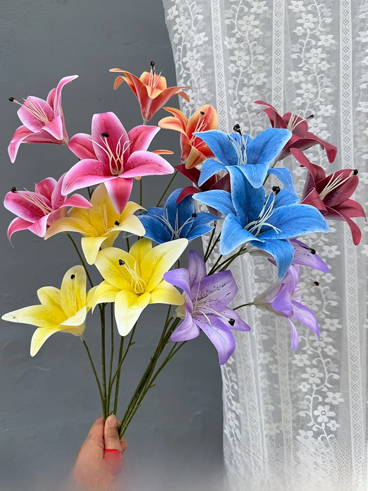 

Высокие 3D-печатные лилии с Т-образными головками, фиолетовые, для свадебного декора, оформления проходов, цветочных композиций, флористического искусства и создания сценических композиций