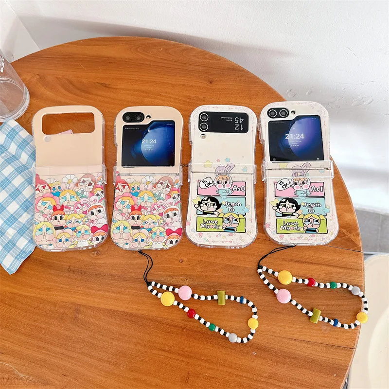 

Cartoon Crying Girl Phone Case for Samsung Galaxy Z Flip 6 5 4 3 Protective Back Cover for ZFlip4 ZFlip5 ZFlip6 Case Shell