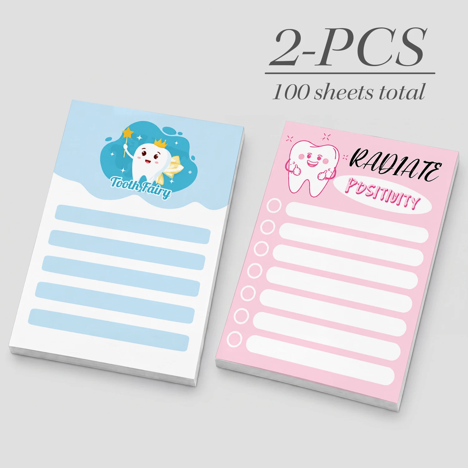 2PCS Cute Tooth Fairy Sticky Notes 100 Sheets Dental Theme To Do List Memo Pads Positive Reminder Self Adhesive Office Stationer