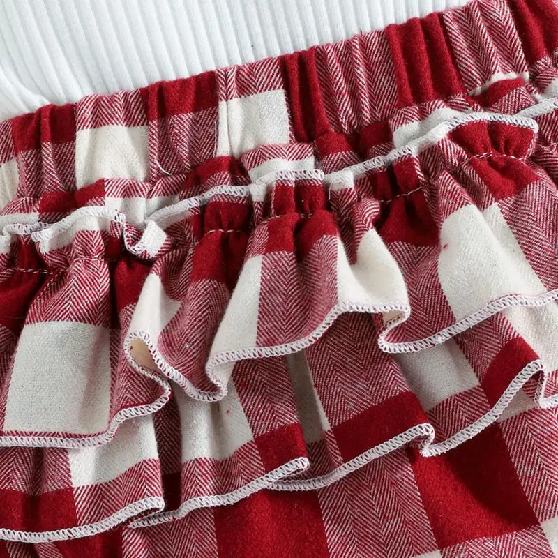 Christmas Baby Clothes Long Sleeve Red Plaid Romper Dress Newborns Christmas Dress Hairband Costume New Year Baby Clothes