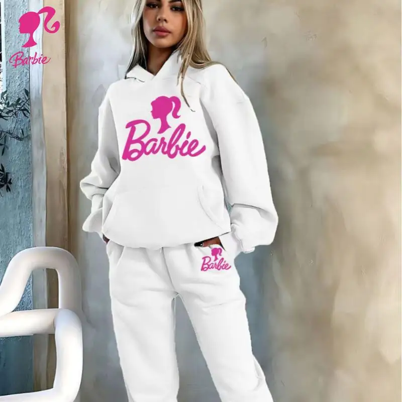 

Kawaii Adult Cartoon Hooded Sweatshirt Sweatpants Set Anime Barbies Students Fleece Tops Pants Casual Wear Sportswear Girl Gift