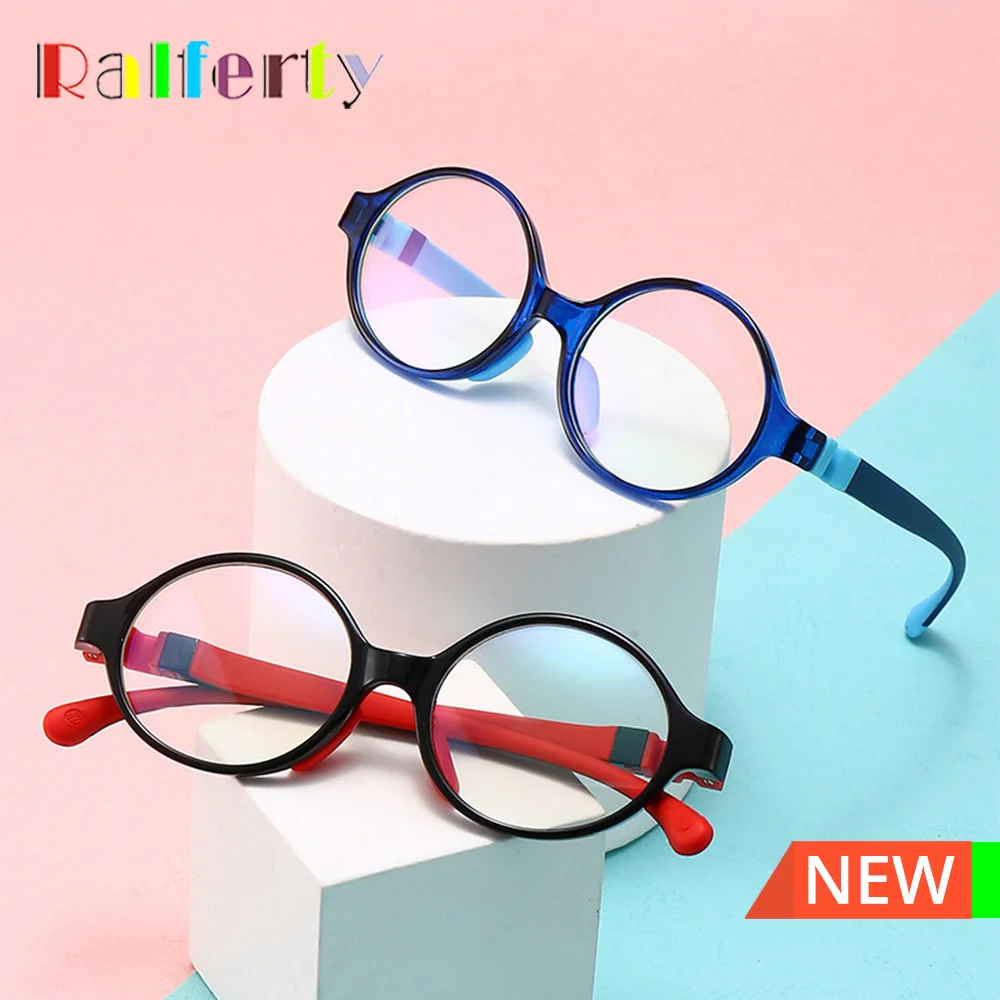 Vintage Round Eyeglasses Frames Kids Plain Glass Spectacles Soft Flexible Anti Blue Glasses Frame For Child Boy Girl 10 Years