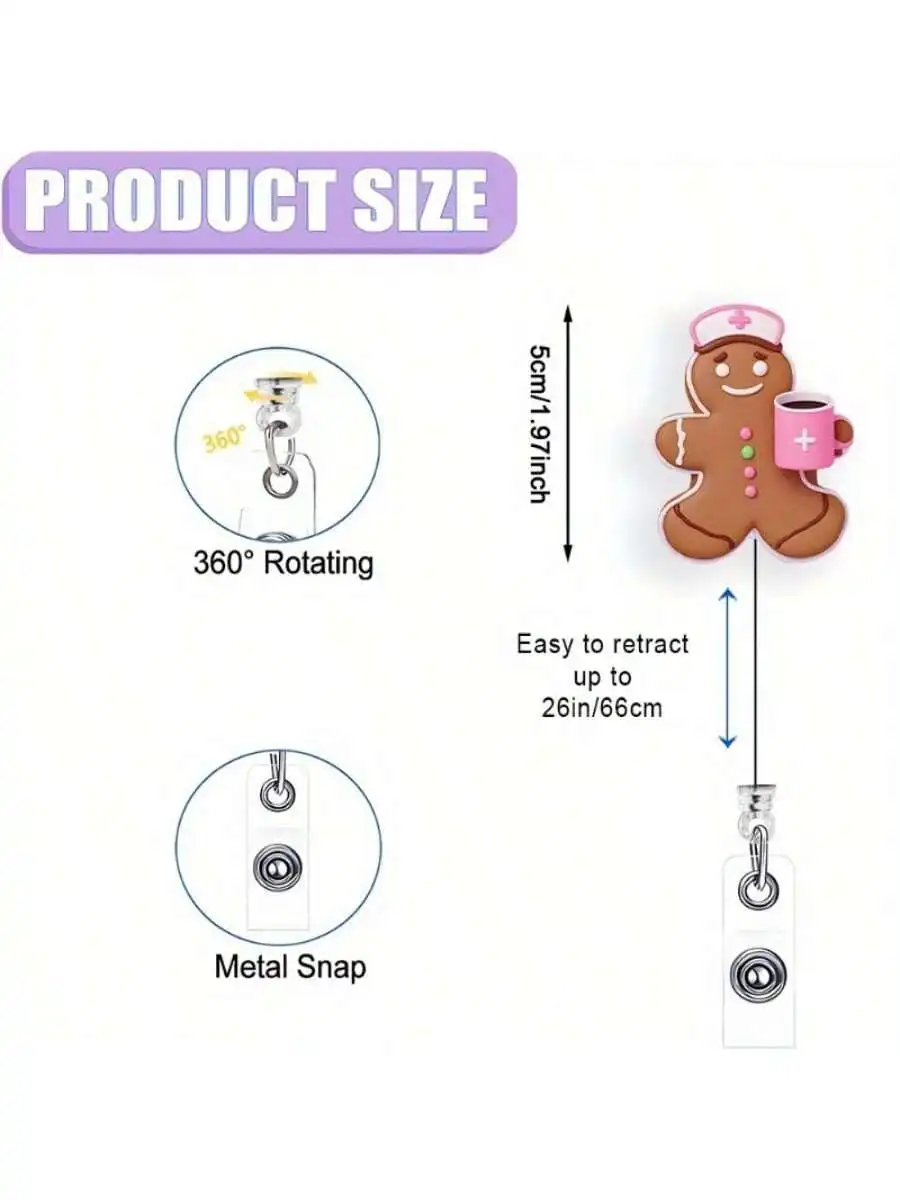 1 szt. Świąteczny zwijany identyfikator - Wytrzymały akrylowy uchwyt na identyfikator dla pielęgniarek, pracowników biurowych i studentów