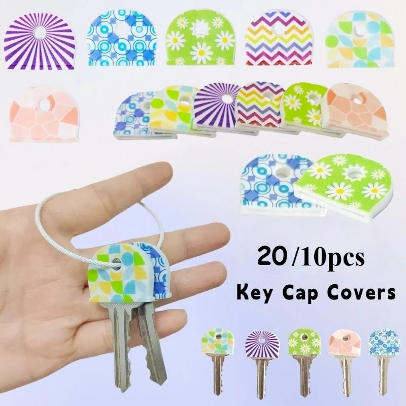 20pcs/10pcsSilicone Key Caps | Colorful Floral Key Covers with Novelty Designs Including Lines, Flowers, and Circular Patterns