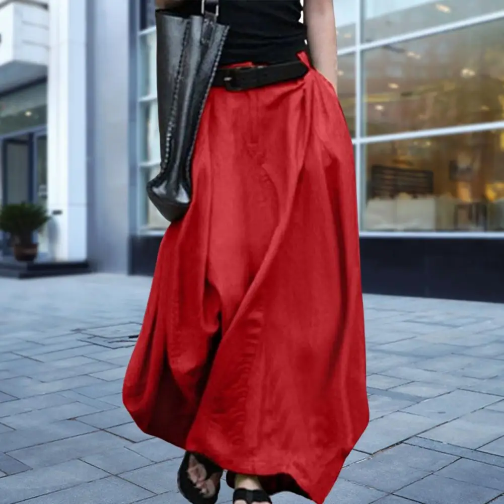 Women Maxi Skirt Elegant A-line Maxi Skirt Women's High Waist Button Zipper Fly Long Skirt With Hem Stylish Wear For A Chic Look