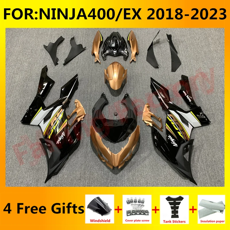 

Новый комплект обтекателей для мотоцикла ABS подходит для Ninja400 EX400 EX Ninja 400 2018 2019 2020 2021 2022 2023 полный комплект обтекателей черный оранжевый