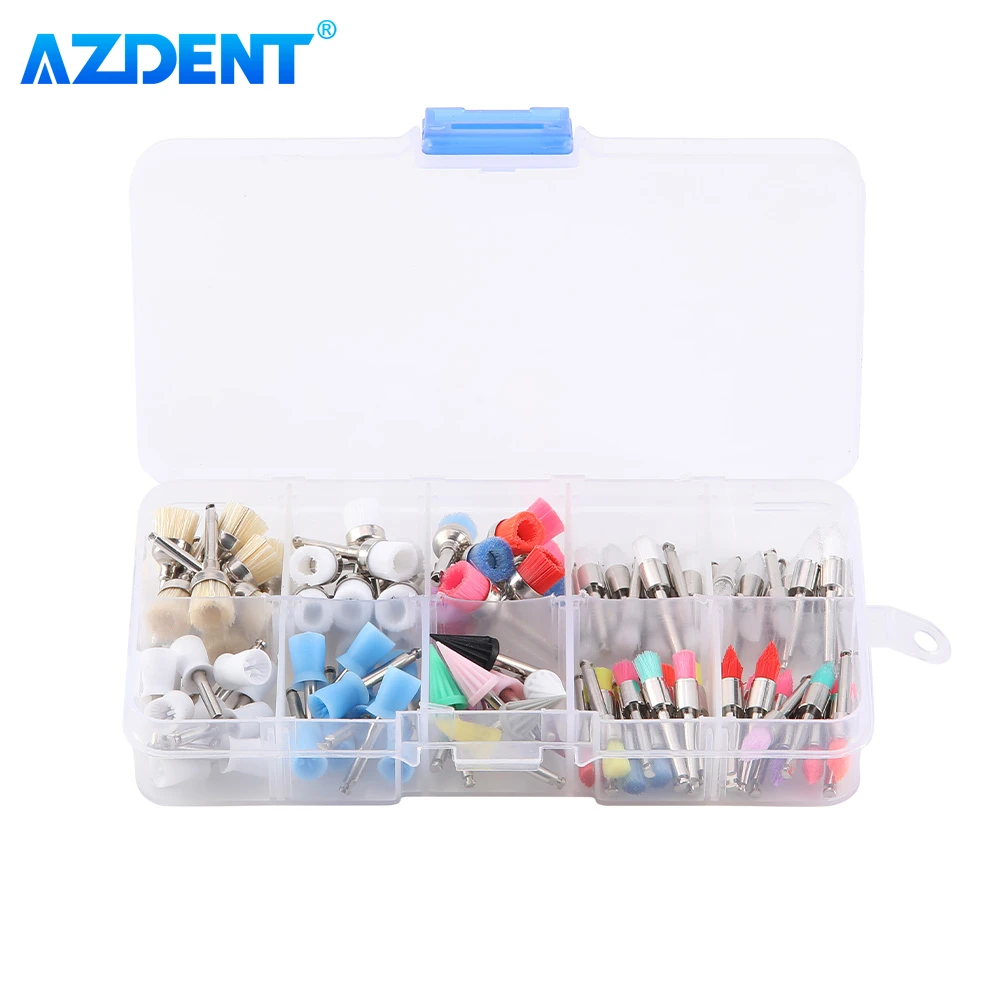 100pcs/Box Dental Polishing Brush AZDENT Colorful Silicone Cup Umbrella Sharp Flat Brushes Nylon Polisher for Contra Angle