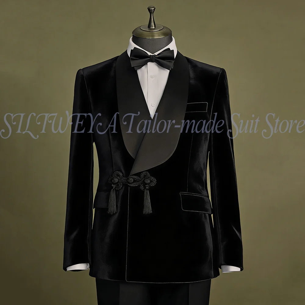 

Мужской костюм из вельвета, осенне-зимний, новый, приталенный, 2 предмета: пиджак и брюки, формальный смокинг для свадьбы, деловой костюм, комплект с блейзером